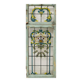 Art Deco window and transom in fir and painted glass, 20th century