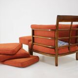 1930s art deco armchair with tabouret, czechoslovakia