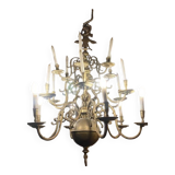 Lustre hollandais du XVIIème siècle à tête d'aigle bicéphale