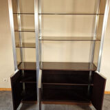 Ligne Roset Wengé bookcase and 80's smoked glass