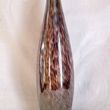 Murano glass bottle vase, brown and beige rain patterns, h - 41 cm.