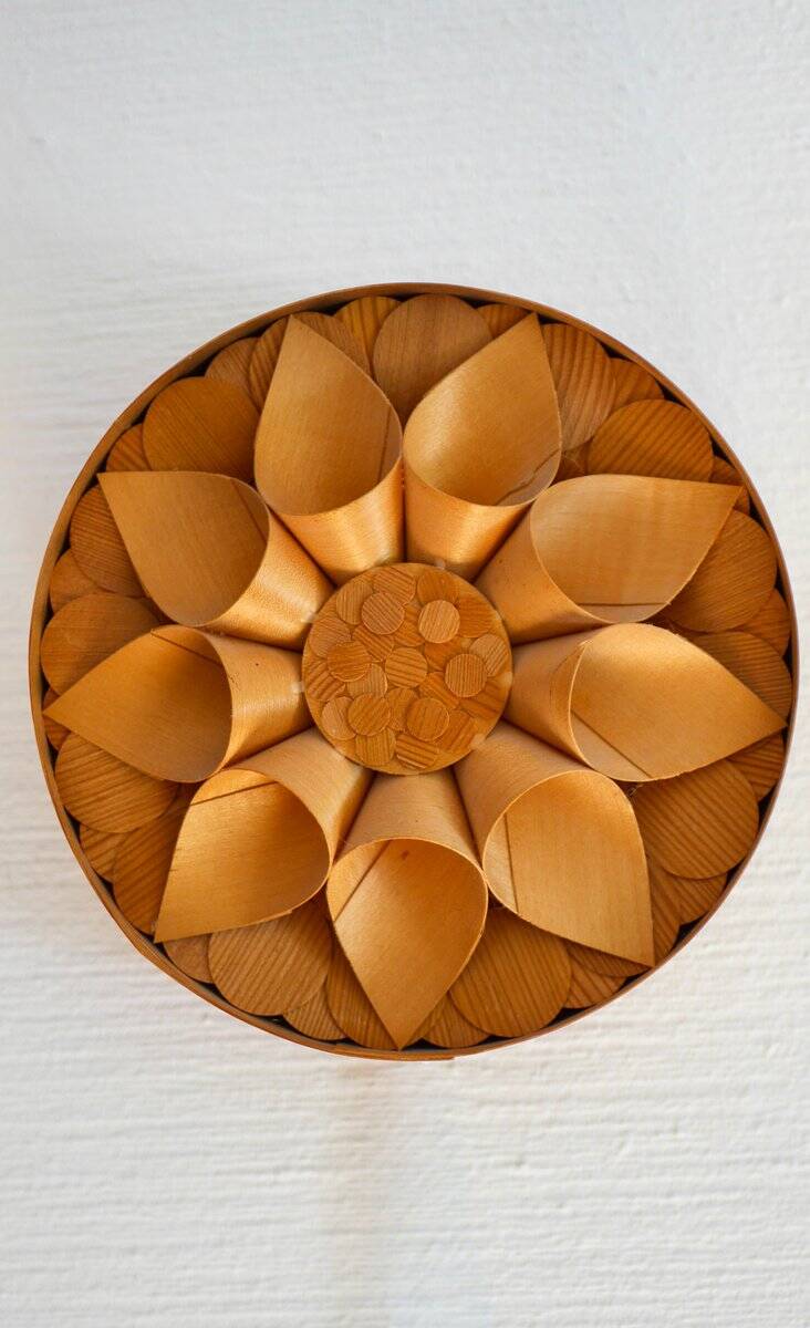 Handcrafted Swedish wooden wall sconces, set of 2