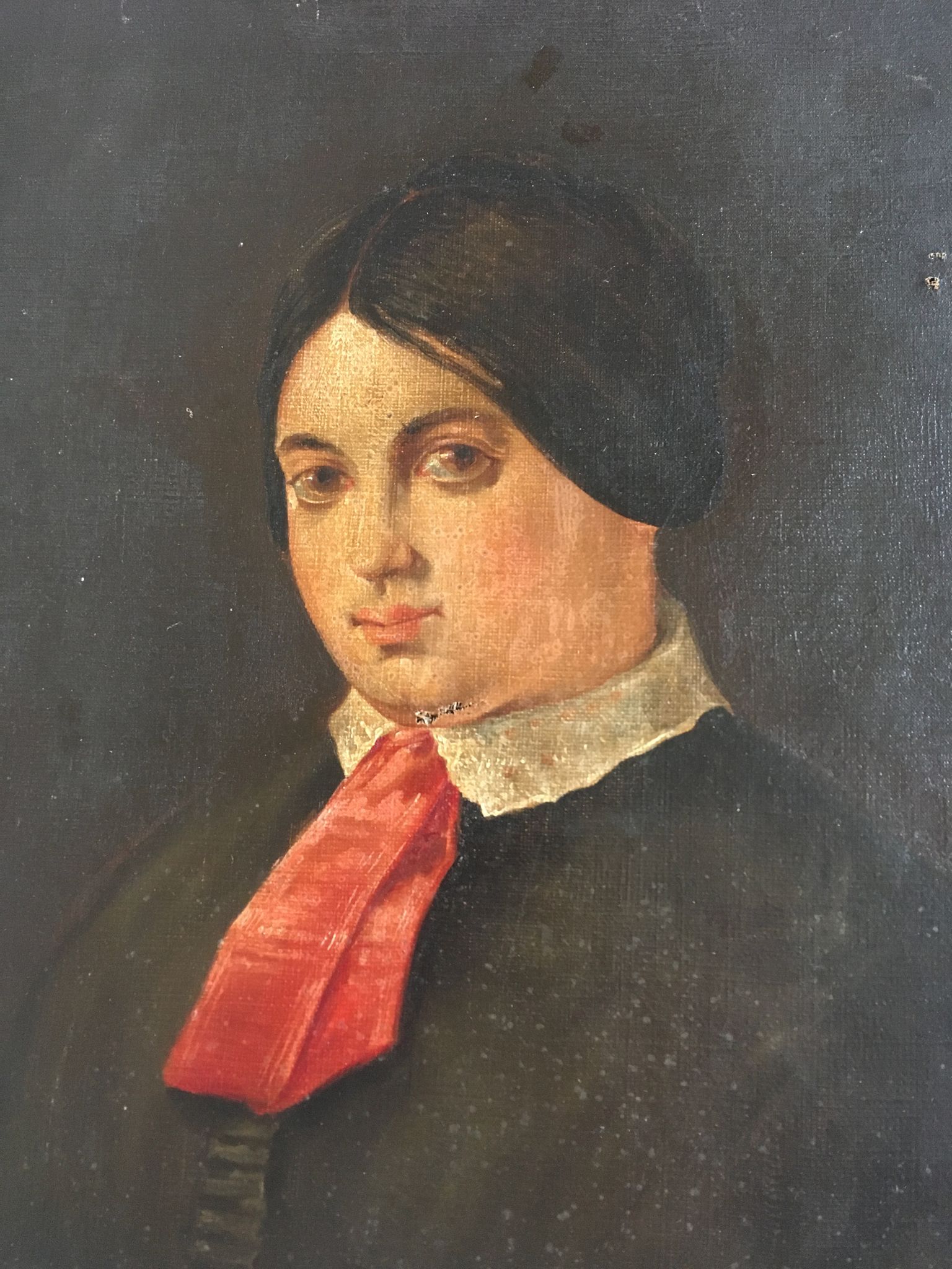 Portrait XIXe de femme vers 1850 huile sur toile