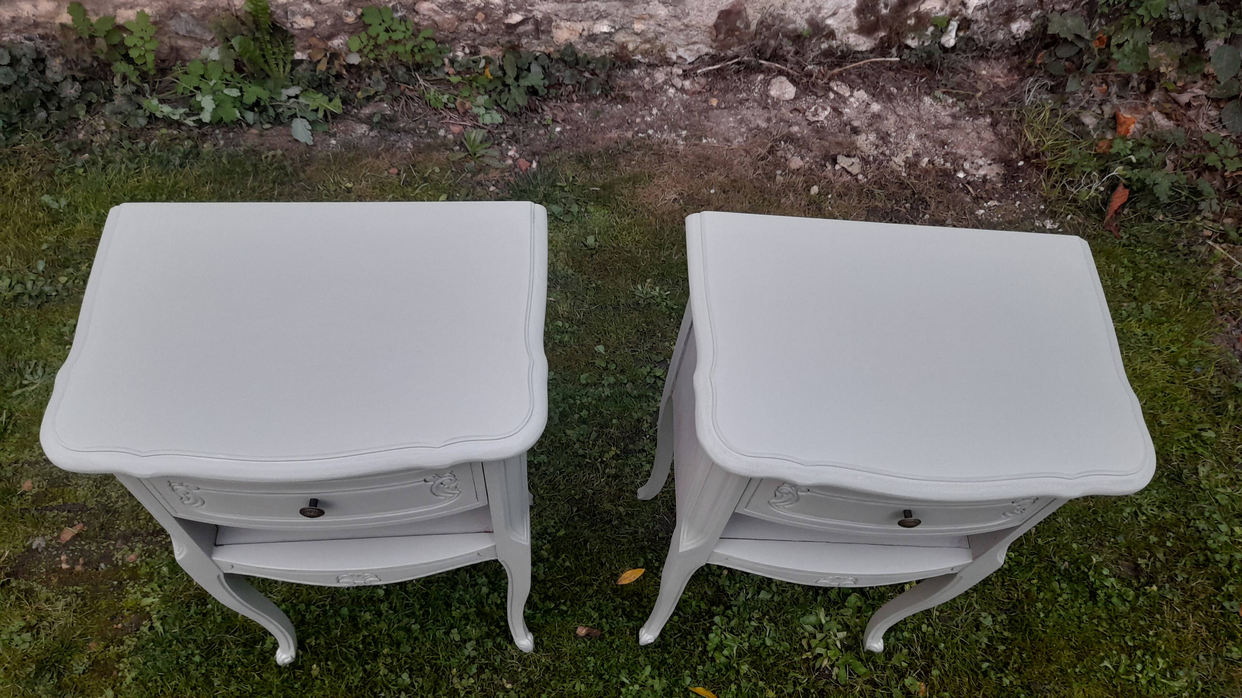Pair of 1-drawer bedside tables, Louis XV style, Luxembourg green