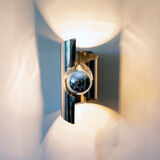 Pair of twisted wall lamps, chromed steel, year 70