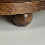 Brutalist French Wood Turned Wine Press Side Table in the style of Charles Dudouyt, France, 1940s