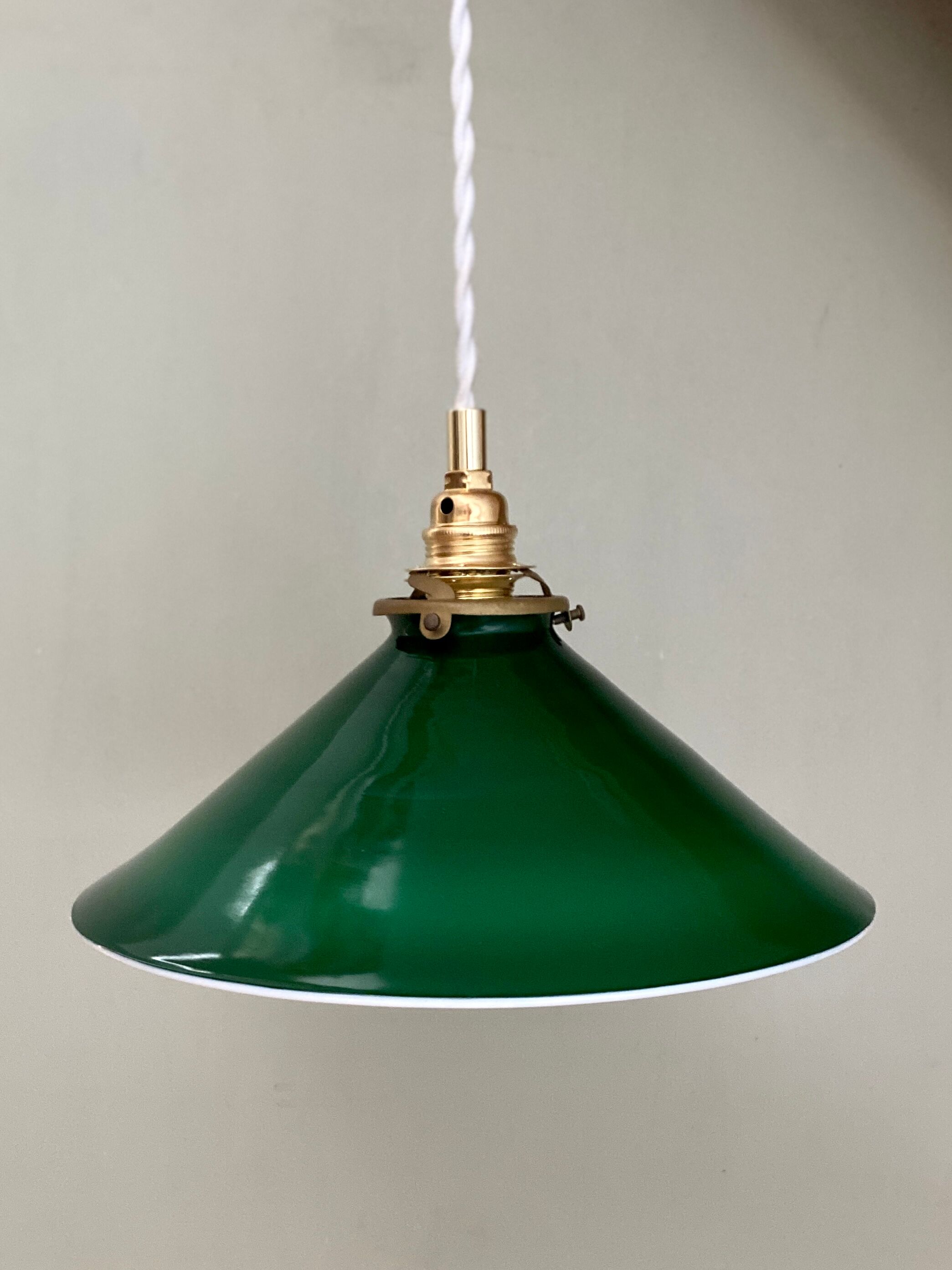 Vintage pendant lamp in green and white opaline