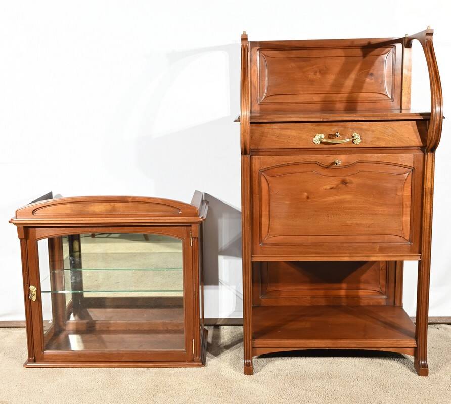 Mahogany Bar Furniture, attributed to Maison E.Diot, Art Nouveau – 1900