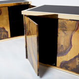 Pair of brass cabinets oxidized 1970
