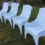Set of vintage f rattan chairs