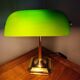 Lampe banquier en laiton et verre vintage