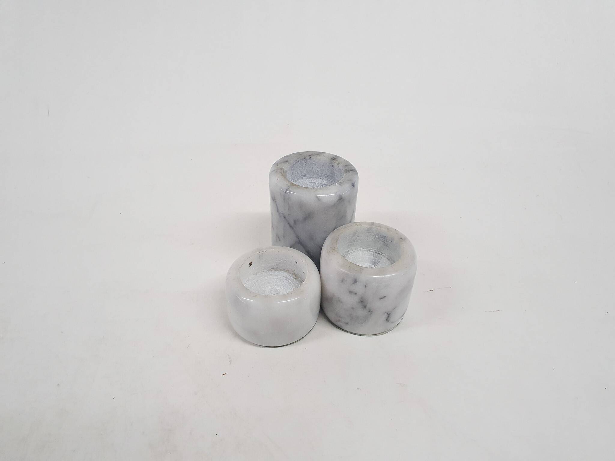 Set of three marble candle sticks, Italy 1970's