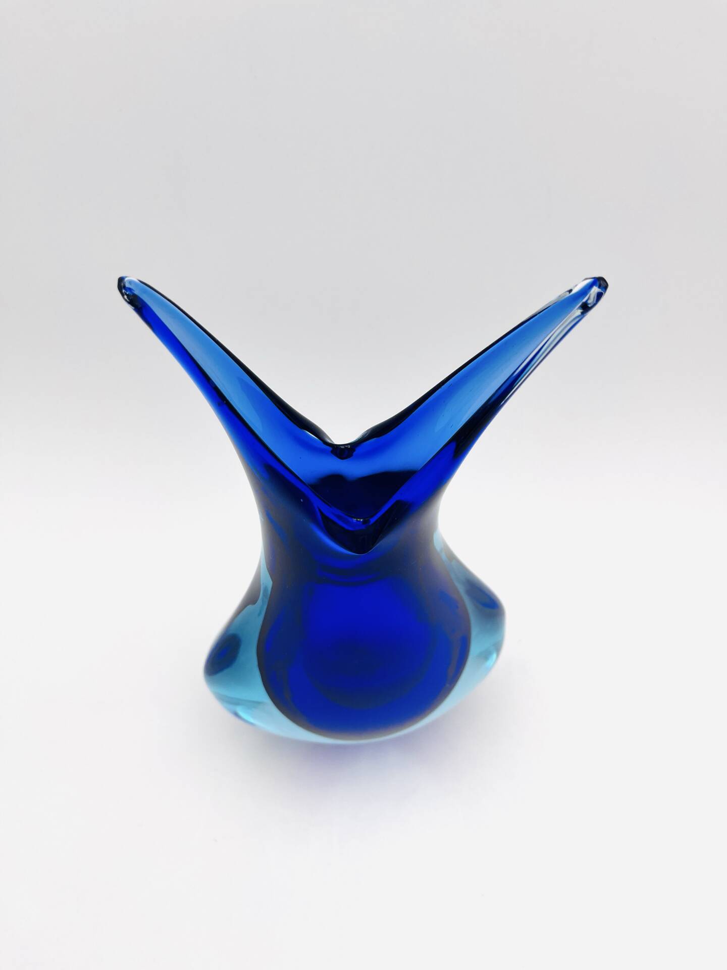 Large Murano Vase Flavio Poli Sommerso Blue Cobalt Turquoise 31.5cm
