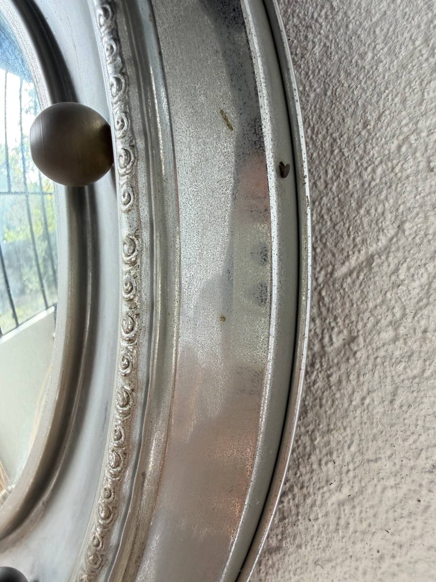 Round convex metal mirror in English style 1900