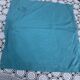 4 white linen napkins, emerald tinted, embroidered with flowers and monogrammed, old GM