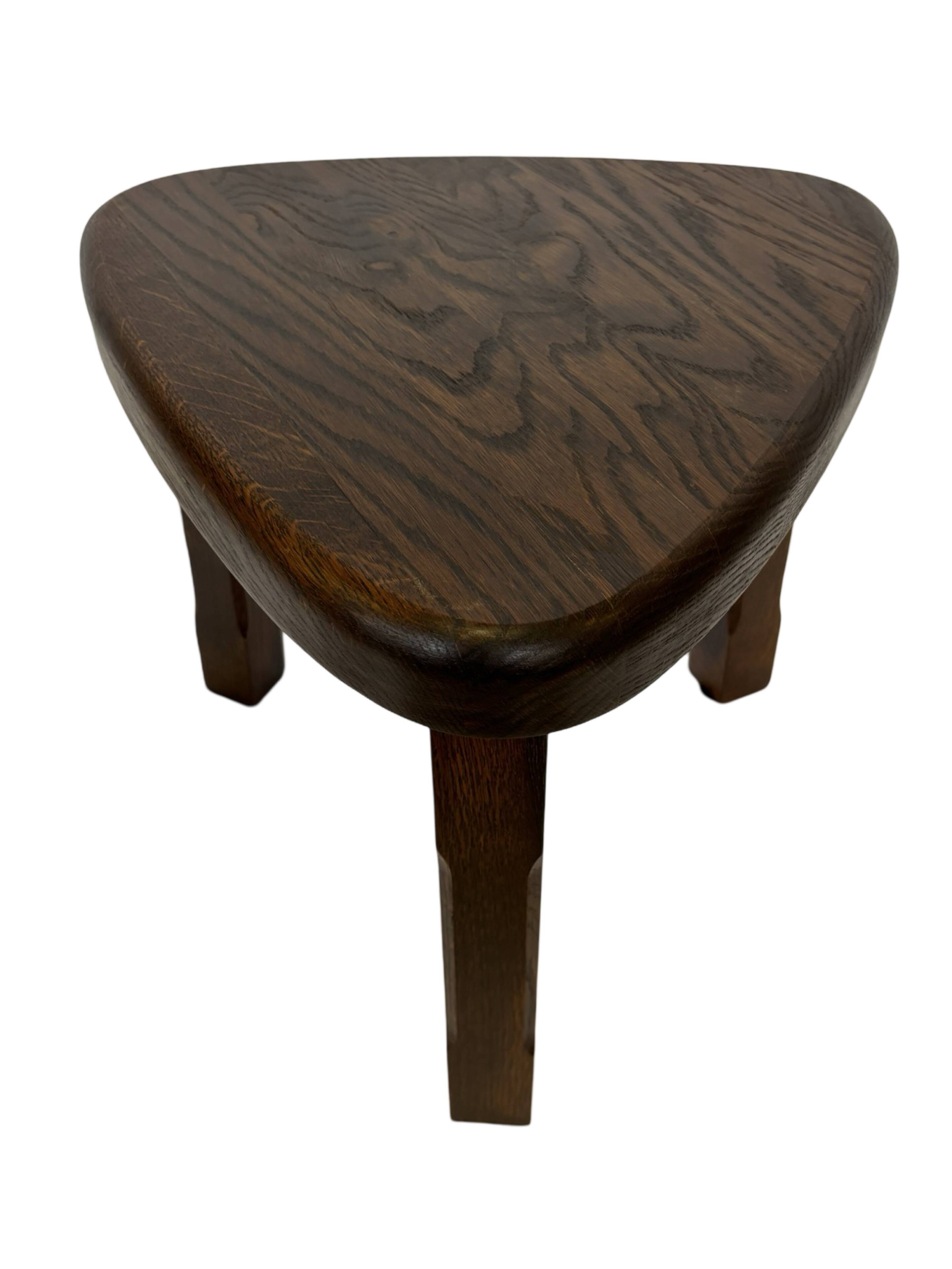 Set of 3 brutalist oak oval side or nesting tables minimalist design 1970s