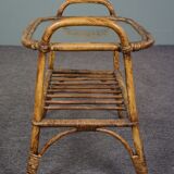 Dutch Design rattan side table with cloud glass top