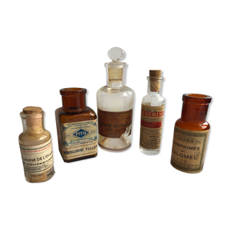 Lot of 5 pharmacy vials