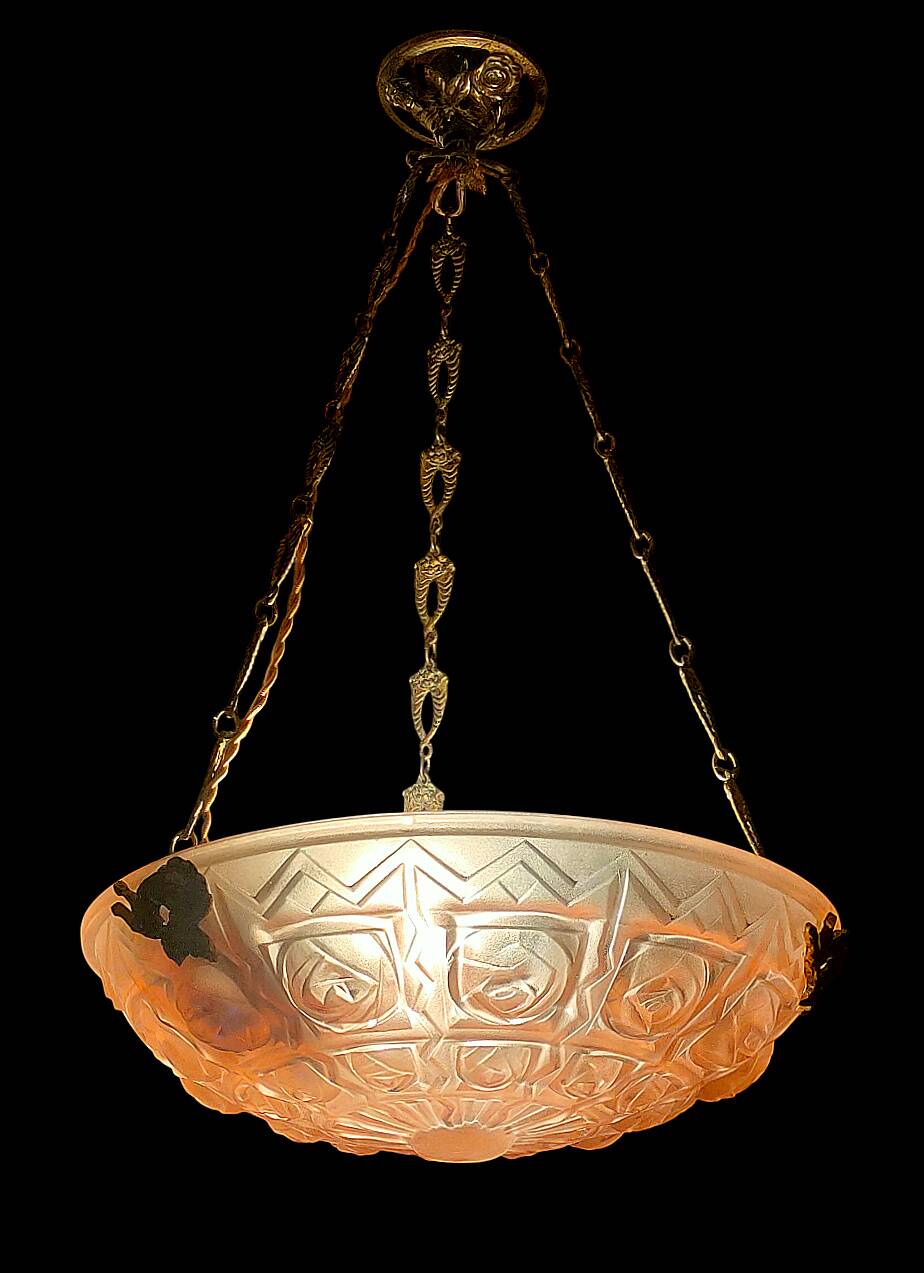 Art deco basin lamp 1925 noverdy france "registered design" and bronze mount