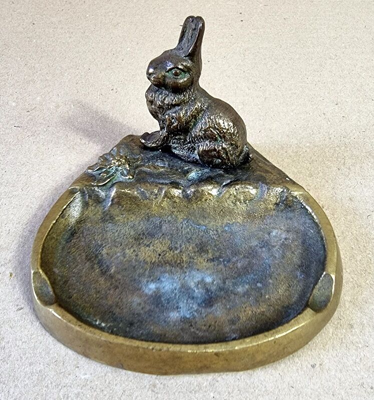 Rabbit brass ashtray