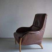 Fauteuil lounge en cuir marron | Pays-Bas | Années 1980