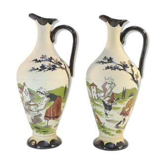Pair of pitcher / decanter Signed GAITAUD Grés Basque 50s