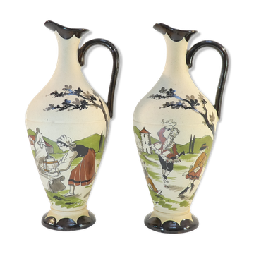 Pair of pitcher / decanter Signed GAITAUD Grés Basque 50s