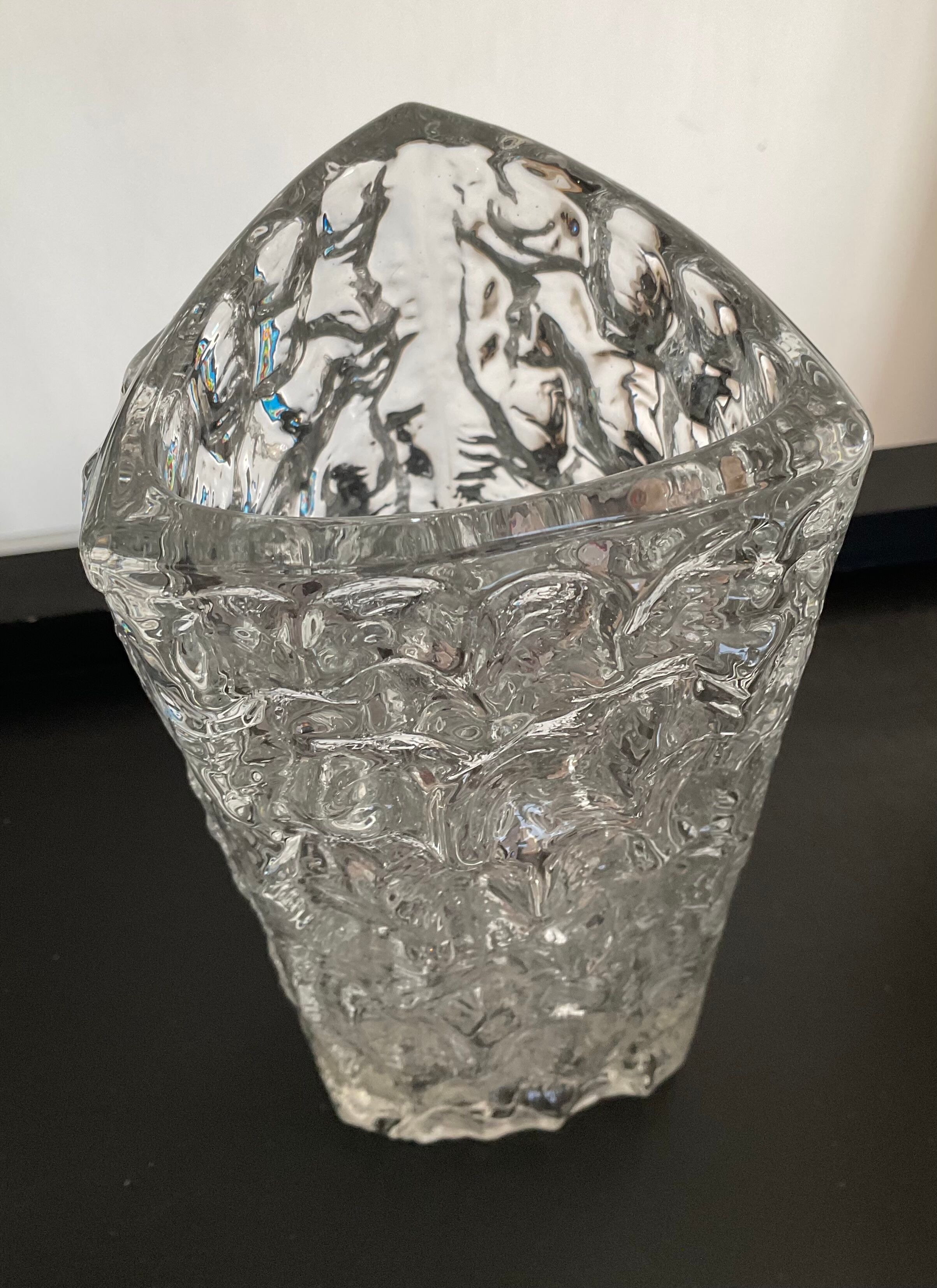 Vintage cast crystal vase 70s