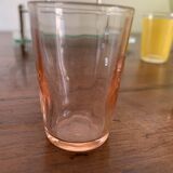 set of six digestive glasses with glass and metal tray