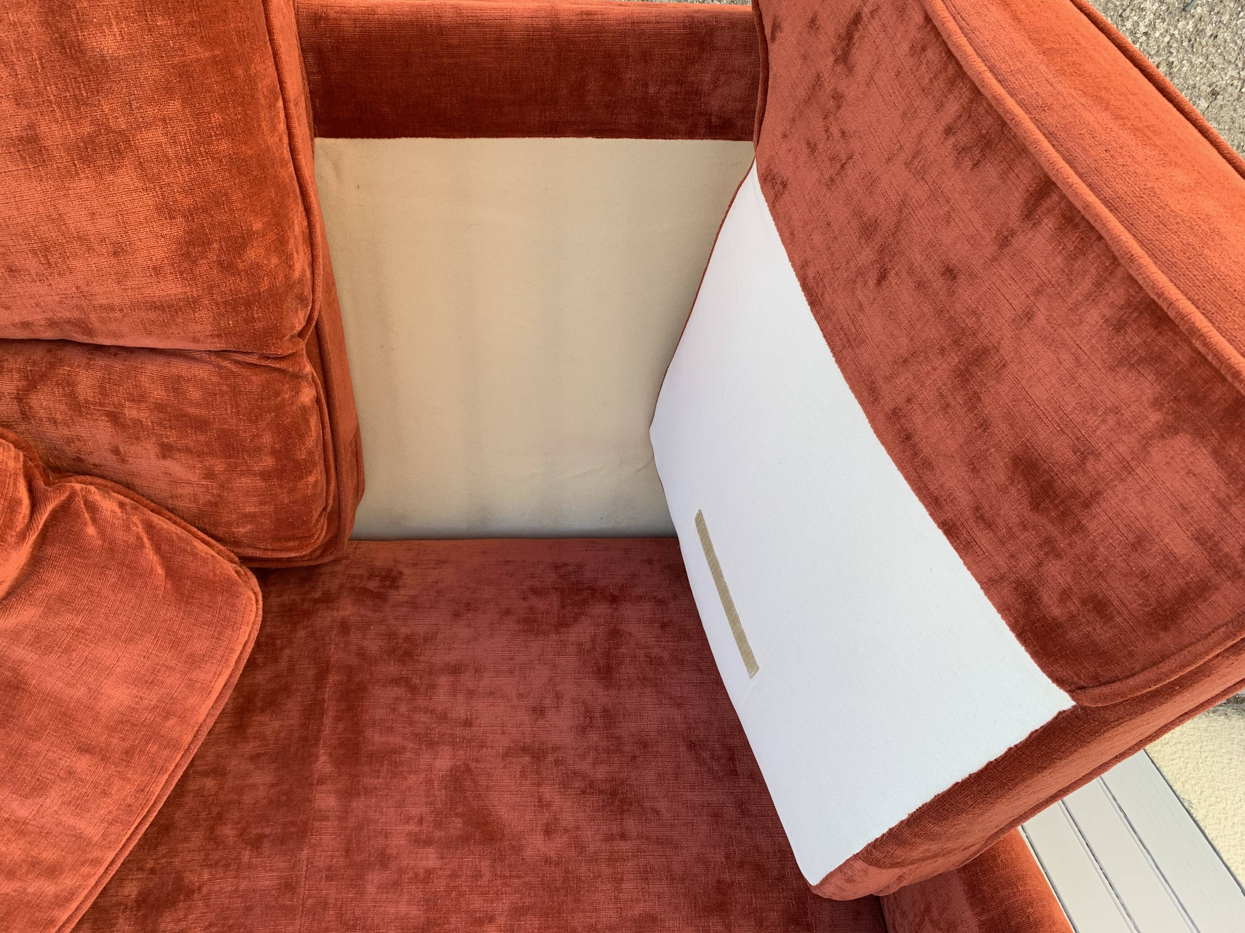 Coral velvet toad sofa