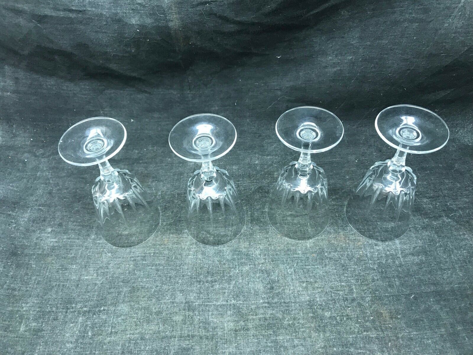 Set of four old vintage glass crystal walking glasses