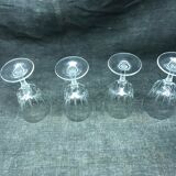 Set of four old vintage glass crystal walking glasses