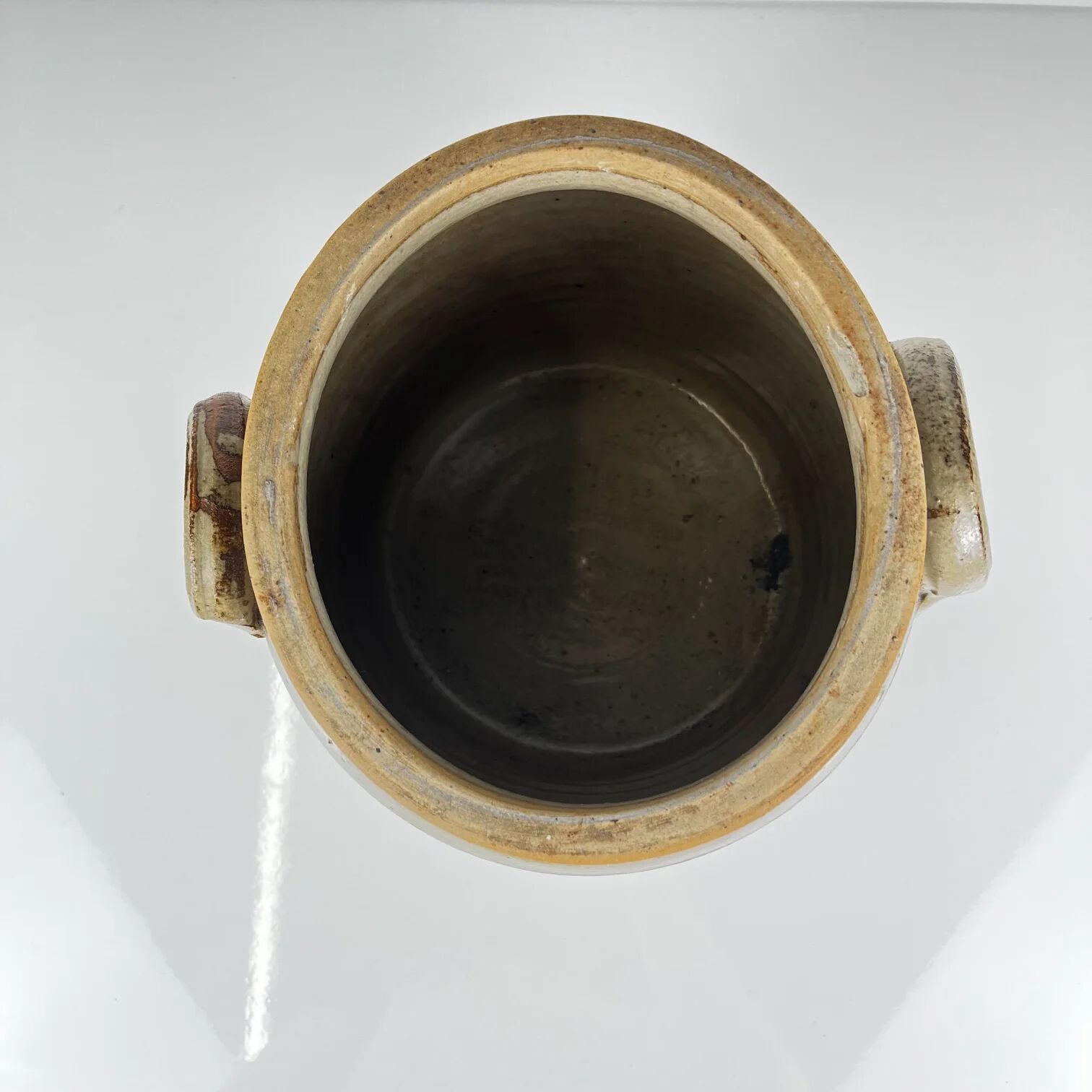Old confit pot in stoneware, grey colour, 1900.