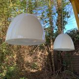 2 Danish white glass pendant lights (50s/60s)