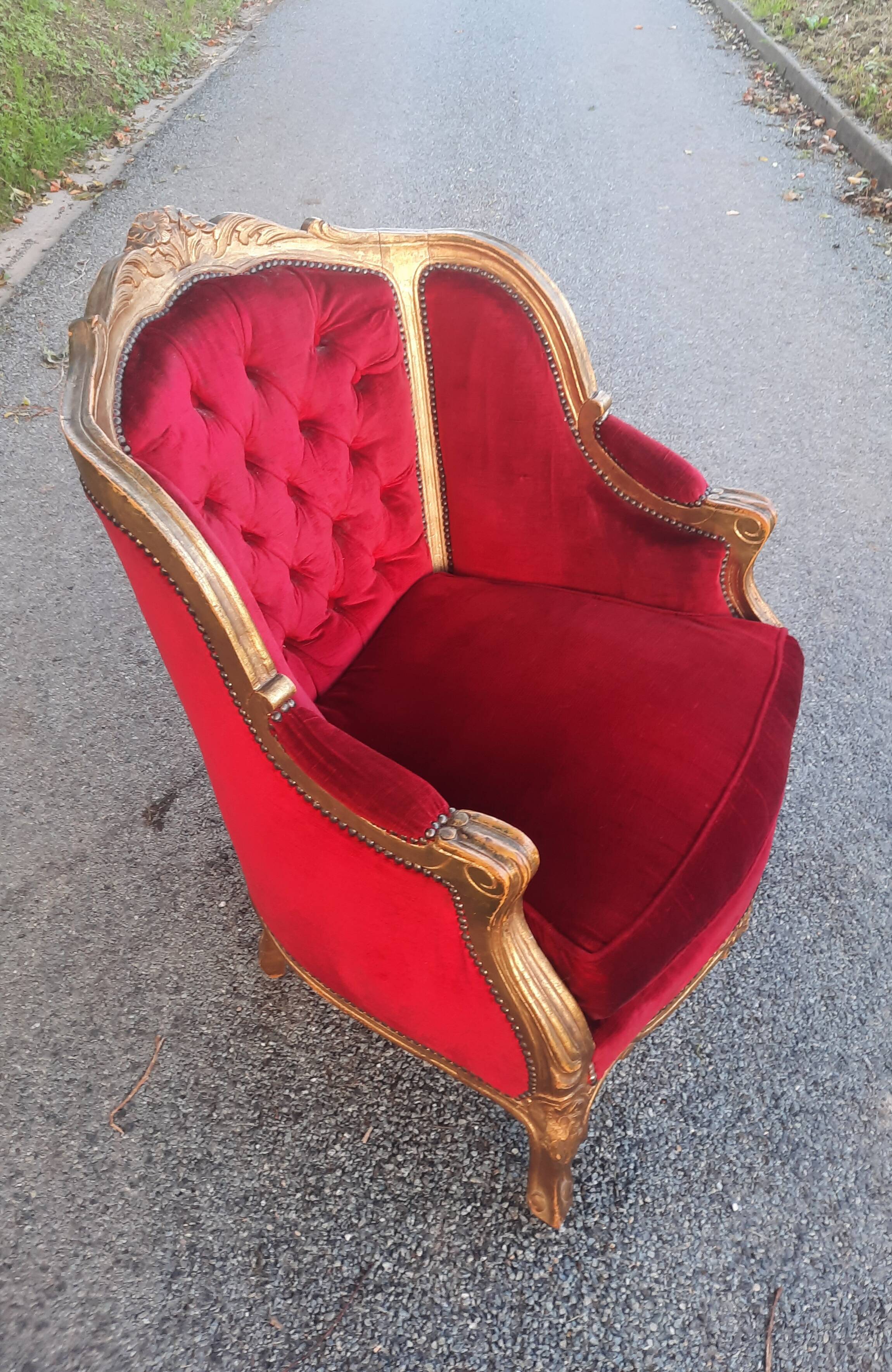 Large Louis XV style padded bergère