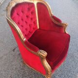 Large Louis XV style padded bergère