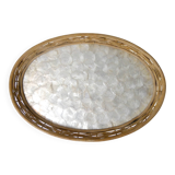 vintage rattan and mother-of-pearl tray