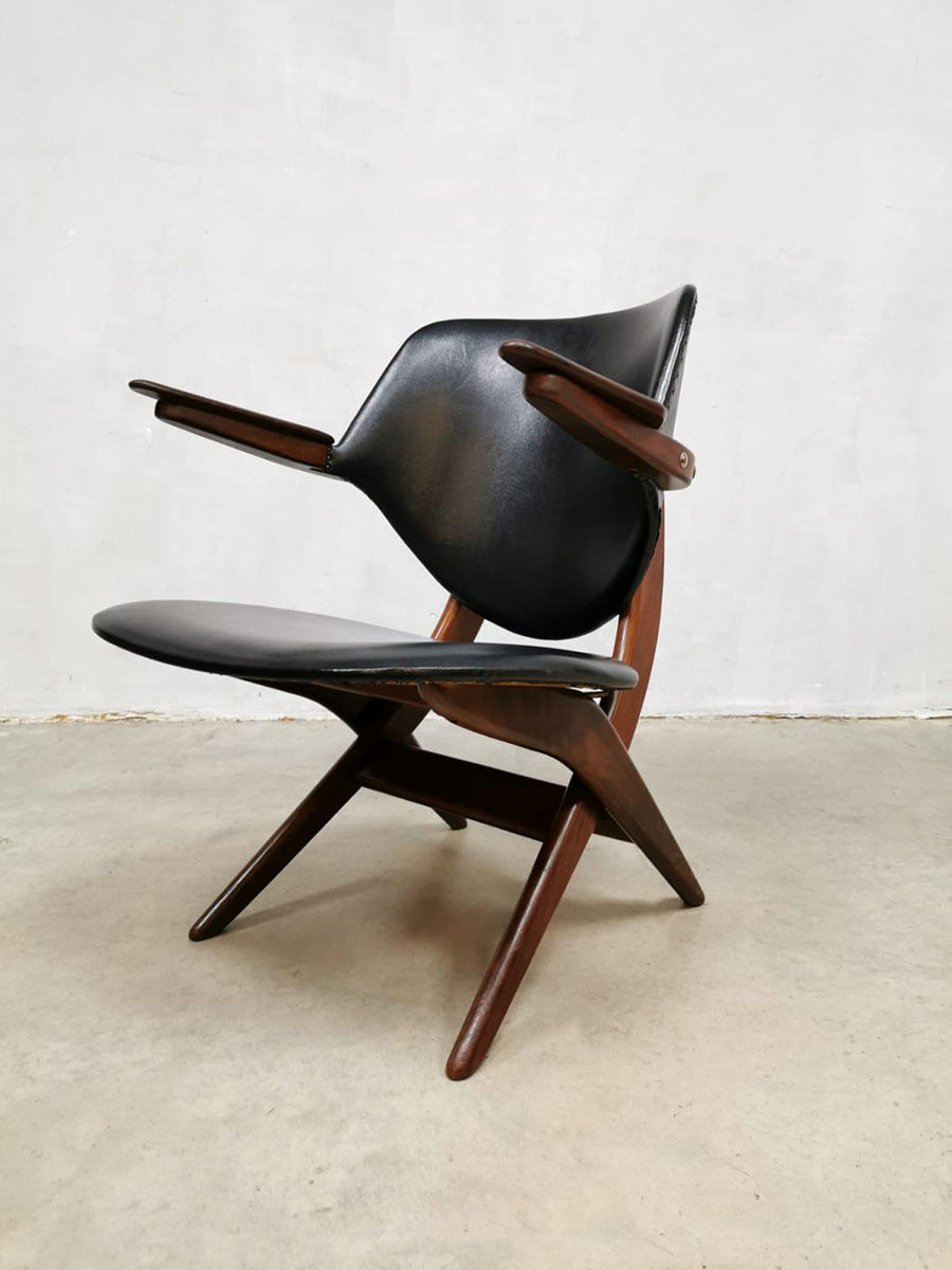 Set of 2 vintage Webe scissor Pelican armchairs by Louis van Teeffelen