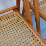 Set of 4 vintage folding chairs from Habitat made of beech wood and caning.