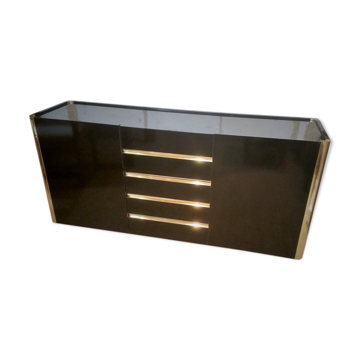 Lacquered and brass sideboard edited by Marie Sabot in the 70