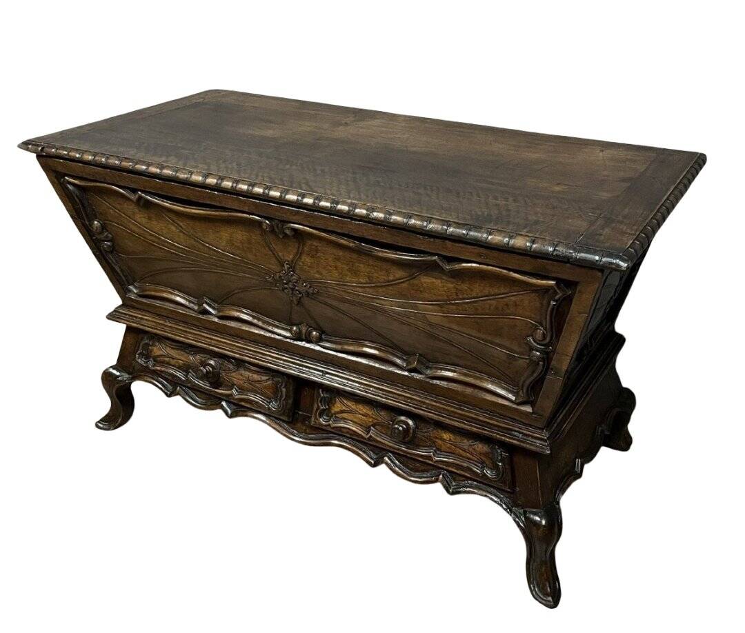Louis XV style kneading trough in solid walnut