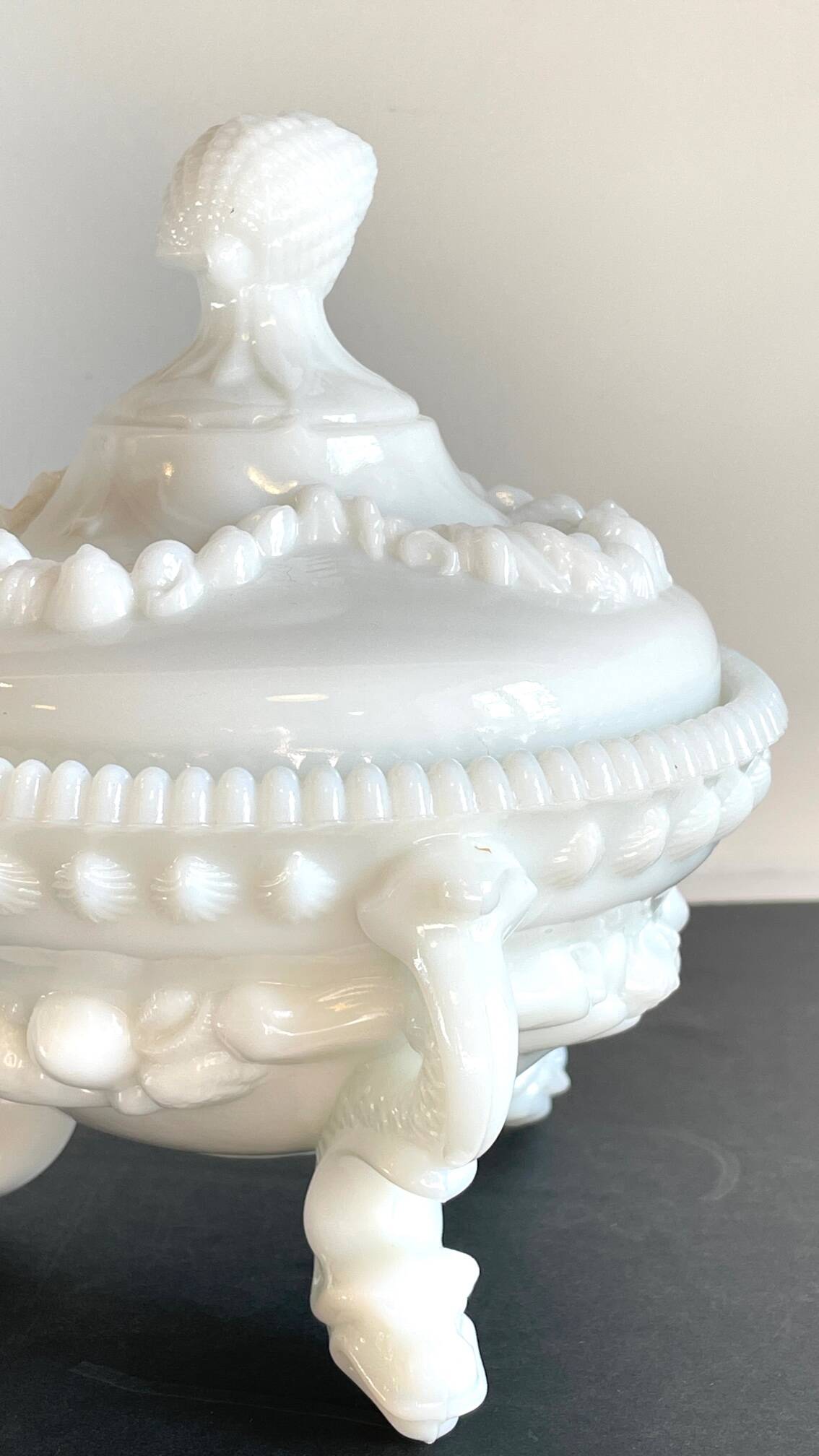Vintage opaline glass candy dish