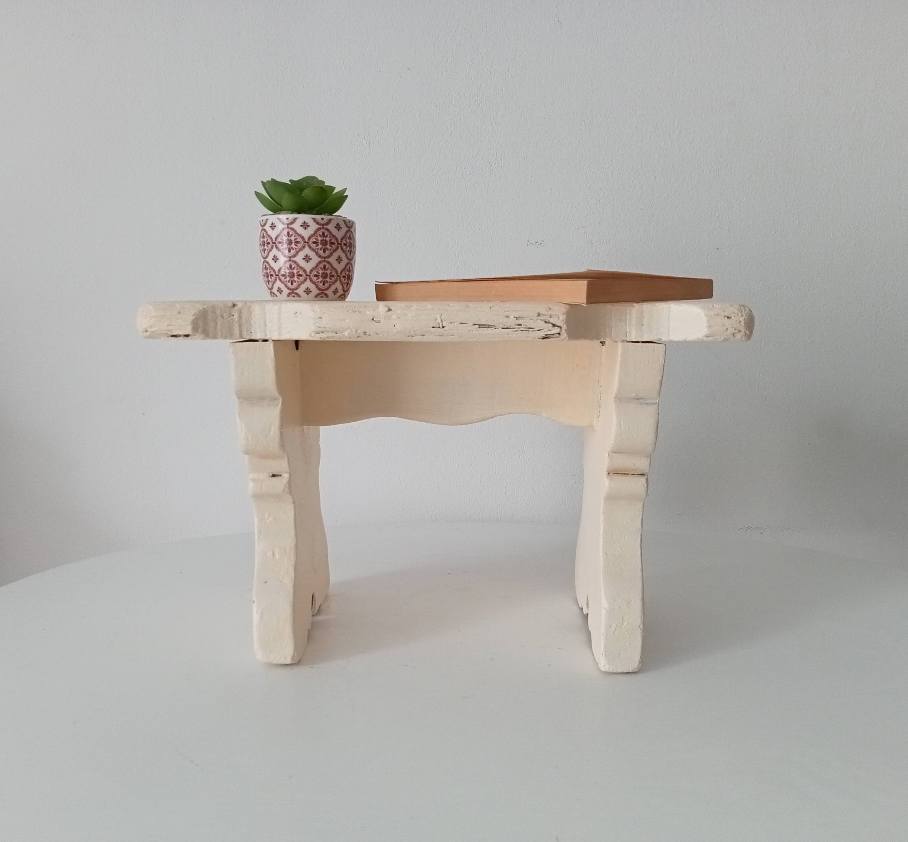 Antique carved solid wood stool