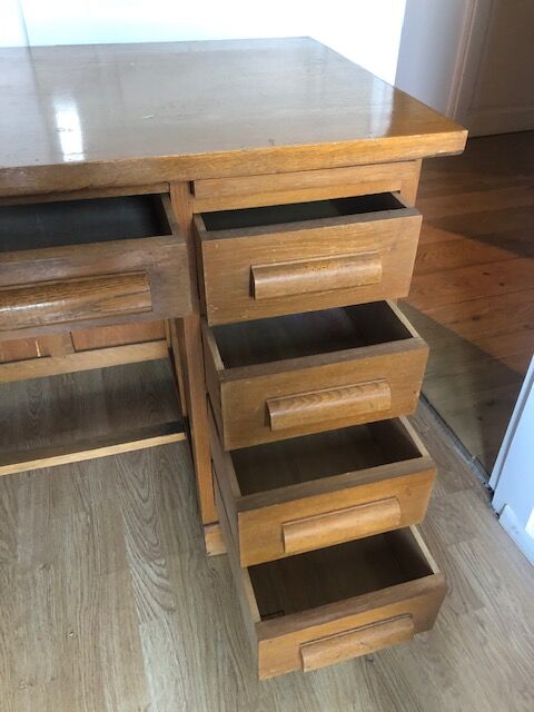 Vintage wooden desk 5 drawers