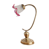 Lampe de table Art Nouveau des années 1930 en laiton et verre dépoli