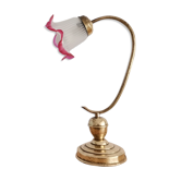 Art Nouveau 1930s brass and frosted glass table lamp