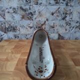 Pig sausage dish in beige and enamelled brown ceramic - aperitif - aperitif