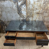 Office XIXth lacquered black and under hand beveled glass