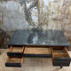 Bureau XIXeme laqué noir et sous main verre biseauté