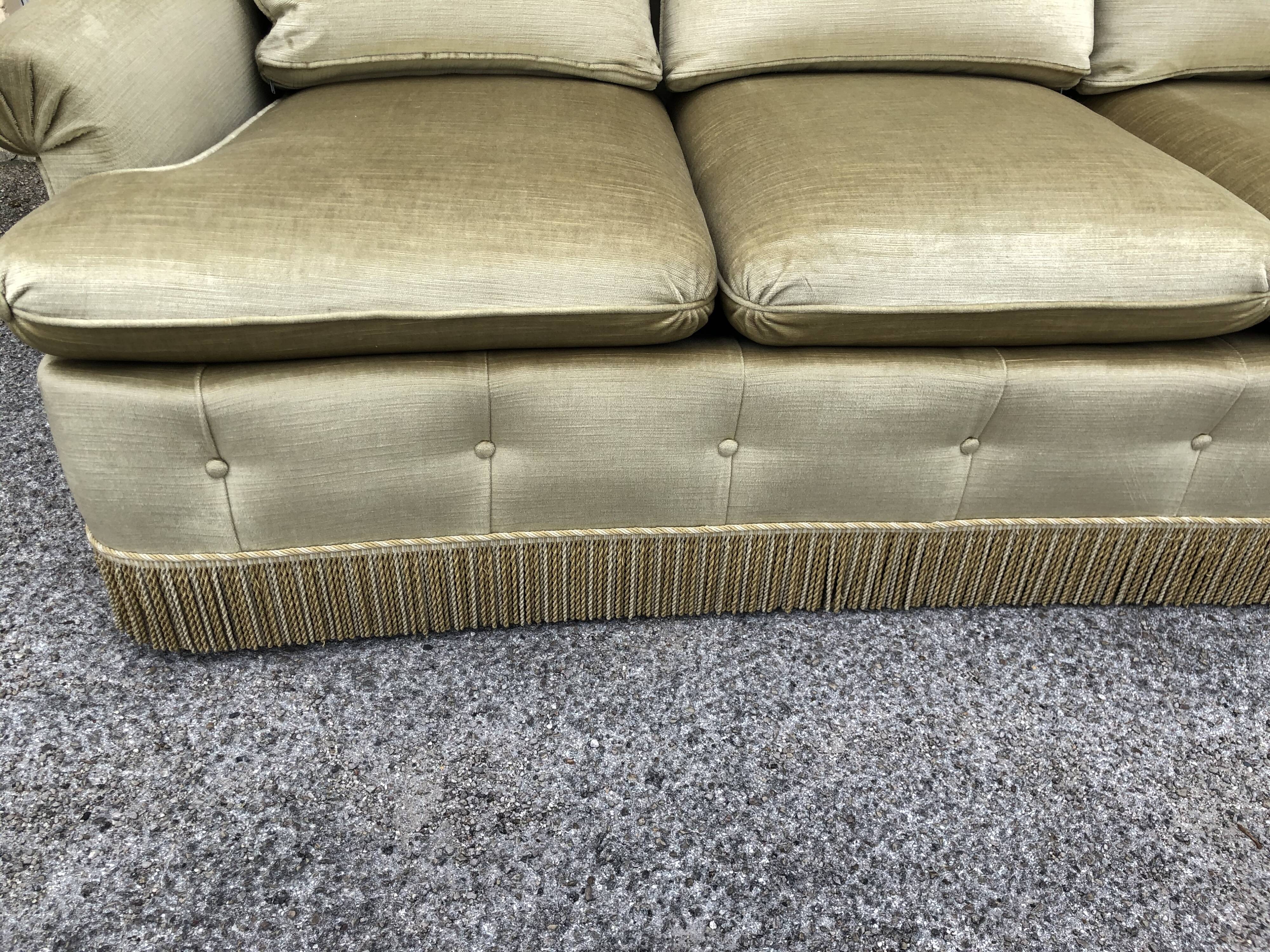 Vintage sofa in golden beige velvet